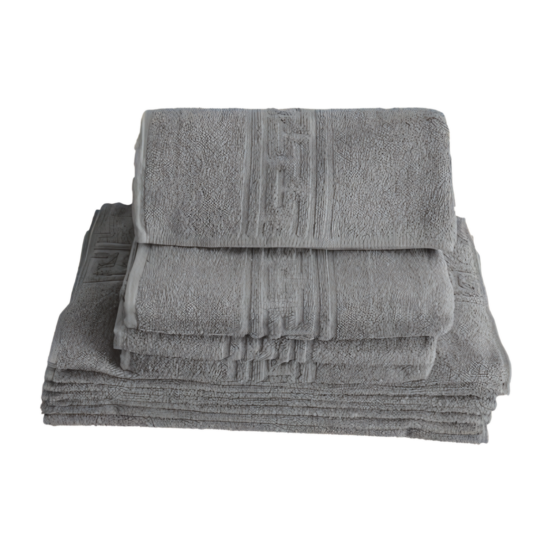 2 Prosoape lux Bumbac 100%, Model Greece GRI  70 cm x 140 cm 50 cm x 90 cm