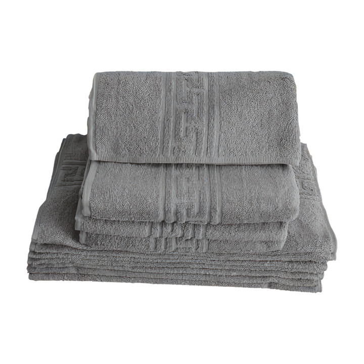 2 Prosoape lux Bumbac 100%, Model Greece GRI  70 cm x 140 cm 50 cm x 90 cm