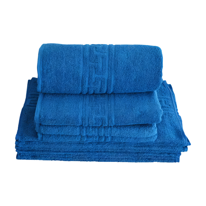 2 Prosoape lux Bumbac 100%, Model Greece  ALBASTRU  70 cm x 140 cm 50 cm x 90 cm