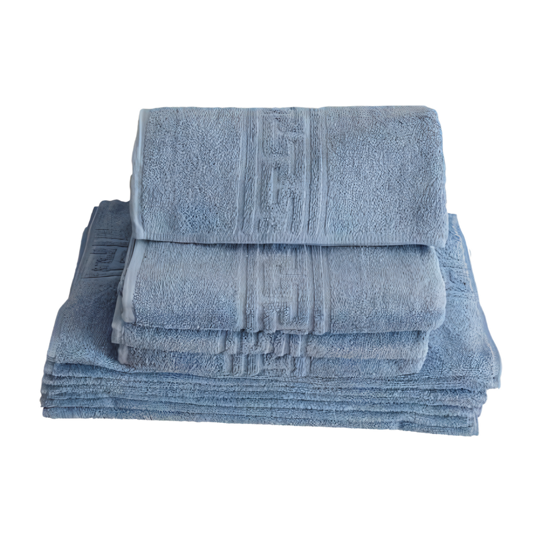 4 Prosoape lux Bumbac 100%, Model Greece BLEU  70 cm x 140 cm 50 cm x 90 cm