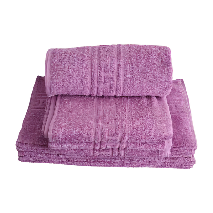 2 Prosoape lux Bumbac 100%, Model Greece LILA  70 cm x 140 cm 50 cm x 90 cm