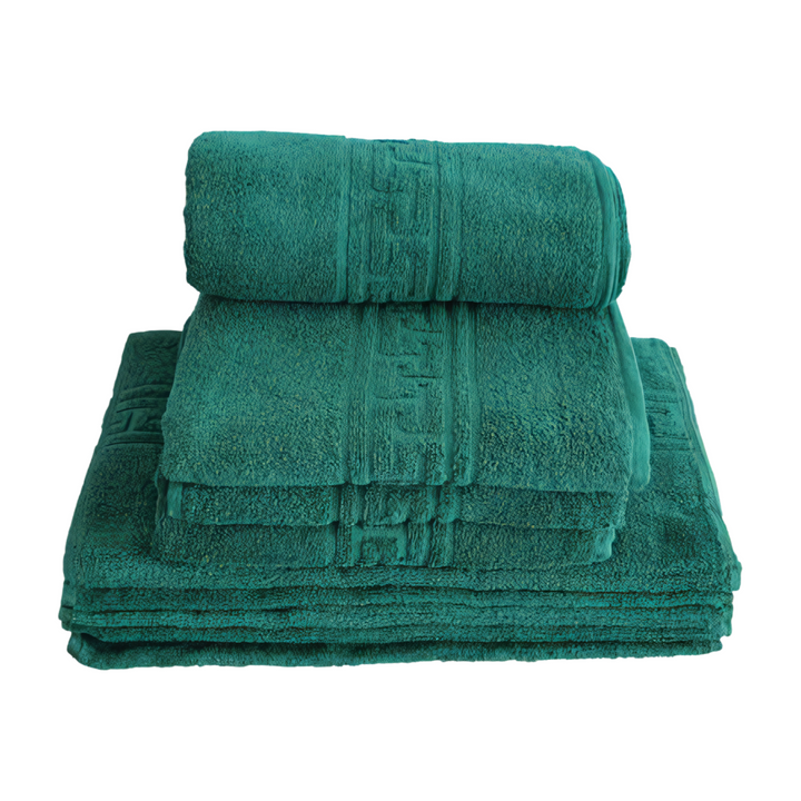 2 Prosoape lux Bumbac 100%, Model Greece VERDE  70 cm x 140 cm 50 cm x 90 cm