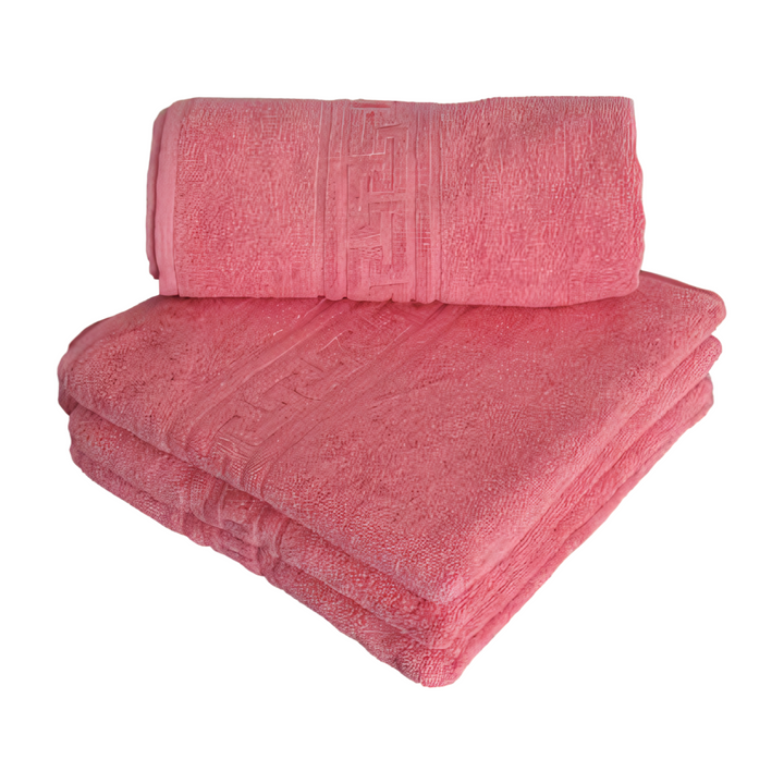 4 Prosoape lux Bumbac 100%, Model Greece ROZ 70 cm x 140 cm 50 cm x 90 cm